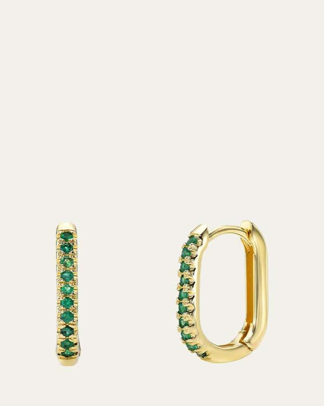 Emerald Oval Hoop Earrings